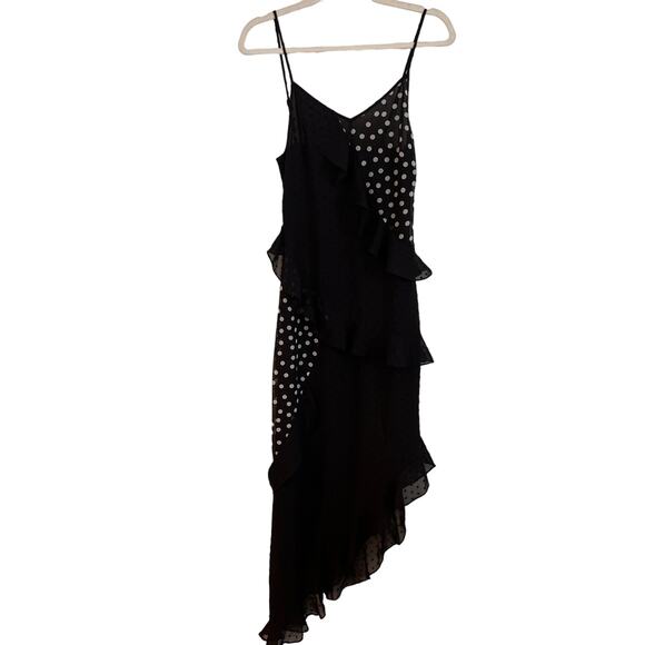 NEW Rumored Black & White Polka Dot Sleeveless Ruffle Midi Dress Size XS/S - Picture 1 of 6